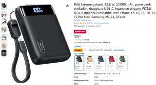 INIU Externe batterij, 22,5 W 20000mAh voor €13,03 bij Amazon