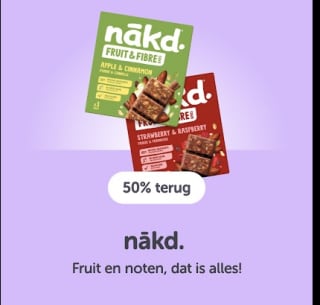 50% cashback op Alle Nakd met 1+1 gratia via Tikkie en de AH