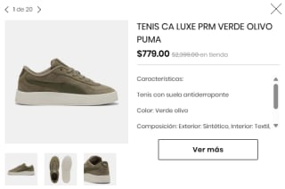 Tenis CA Luxe Prm Verde Olivo Puma por $779 | Oferta Privalia