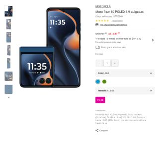 Motorola Moto Razr 60 POLED 512GB por $11,549 | Oferta Liverpool