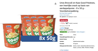8 stuks Unox Good potatoes broccoli en kaas voor €4,99 bij Amazon