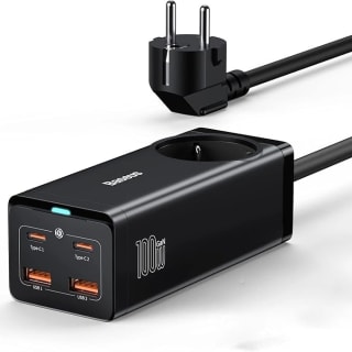 Baseus GaN3 PowerCombo Cargador USB C 100W con toma corriente + 4 puertos por 37,99€
