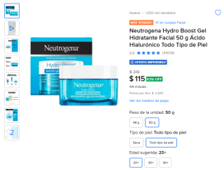 Neutrogena Hydro Boost 50 mL por $115 | Ahorro Mercado Libre