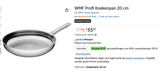 WMF Profi - Koekenpan - Ø 20 cm voor €35,99 bij Amazon
