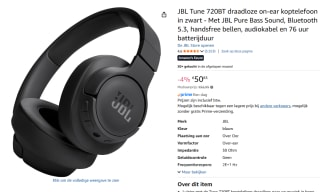 JBL Tune 720BT draadloze on-ear koptelefoon voor €50,93 bij Amazon