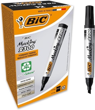 12 marcadores BIC Marking 2300 ECOlutions negros o rojos por 3,66€