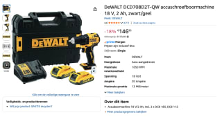 DEWALT DCD708D2T DCD708D2T-QW Accu-schroefboormachine 18 V voor €146,85 bij Amazon