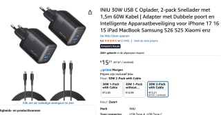 INIU 30W USB-C oplader (2‑pack) voor €15,21 bij Amazon