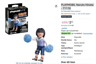 PLAYMOBIL Naruto Shippuden Hinata 71110 voor €2,99 bij Amazon