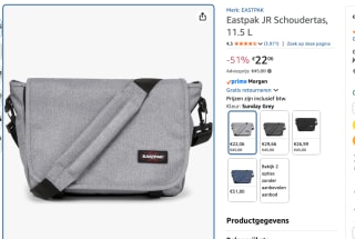 Eastpak JR Schoudertas voor €22,06 bij Amazon