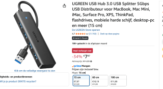 UGREEN USB Hub 3.0 USB Splitter voor €7,97 bij Amazon