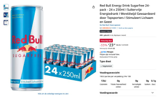 Red Bull Energy Drink Sugarfree 24 stuks voor 23,49 euro