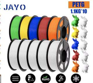 10 rollen van 1.1KG PETG voor €73,99 dmv code bij Aliexpress