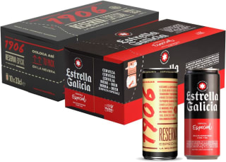 Pack 10 latas Estrella Galicia Especial y 10 latas 1906 Reserva Especial por 12.48€