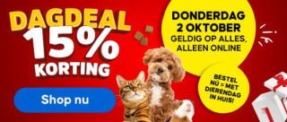 15% korting op bijna alles voor je huisdier online bij Pets Place
