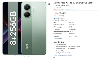 Xiaomi POCO X7 Pro - 5G - 8GB/256GB - Groen voor €263,71 bij Amazon