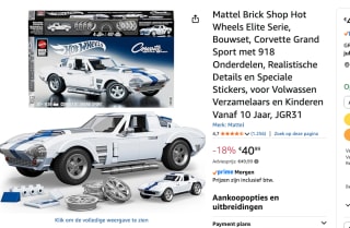 Hot Wheels Elite Serie - Corvette Grand Sport voor €40,99 bij Amazon