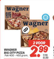 2 Wagner Big City Pizza's voor €2,99 bij de Dekamarkt