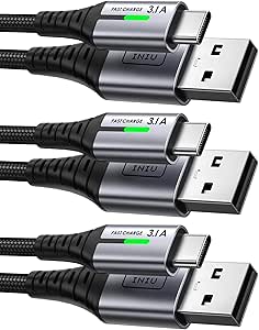 INIU Cable USB C, 3 Pack Cable Trenzado Nilón Carga Rápida 2m+2m+0,5m por 5.09€