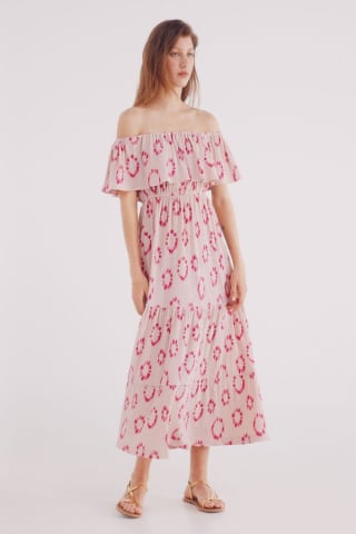 Vestido midi de volante estampado Springfield por 9.99€