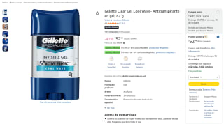 Gillette Clear Gel Cool Wave (82 g) por $53 en Amazon