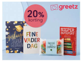 Gratis kaart (incl postzegel) én 20% korting op chocolade & snoepgoed bij Greetz!