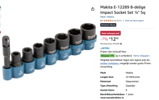 Makita E-12289 Verwisselbare koppen 1/4 8-delig voor €12,99 bij Amazon