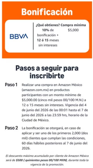 Bonificación de 10% en Amazon | BBVA MSI