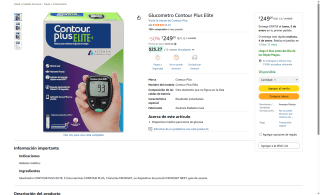 Glucometro Contour Plus Elite por $249 | Amazon