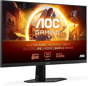 AOC 24G4XED Gaming Monitor 24 Pulgadas, 180Hz Panel Fast IPS, 0.5 HDR10 por 79€