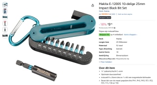 Makita E-12005 10-delige 25mm Impact Black Bit Set voor €9,16 bij Amazon