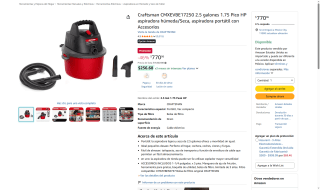 Aspiradora Craftsman Húmeda/Seca por $770 | Oferta Amazon