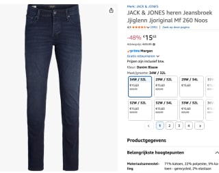 JACK & JONES herenjeans voor €15,63 bij Amazon