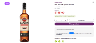 Ron Bacardi Spiced 750ml por $165 | Bodegas Alianza
