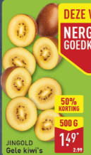 500 Gr. Jingold gele kiwi's voor €1,49 bij de Aldi