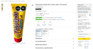 Pulparindo Splash De la Rosa sabor Tamarindo por $40 en Amazon