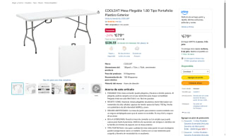 Mesa Plegable 1.80m HDPE y Acero por $679 | Oferta Amazon