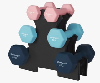 SONGMICS Juego de mancuernas, 3 pares, 2 x 1 kg, 2 x 2 kg, 2 x 3 kg por 28.01€