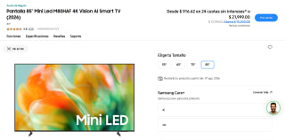 Televisor Samsung 85" M70HAF/M80HAF por $14,620