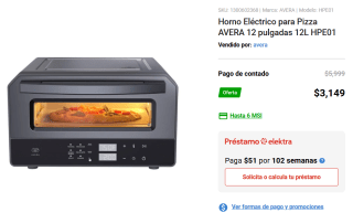 Horno Eléctrico para Pizza AVERA 12 pulgadas 12L HPE01