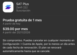 SAT Plus Gratis por 1 Mes en Zenfi