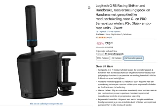 Logitech G RS Shifter & Handbrake Add-on voor €79,99 bij Amazon