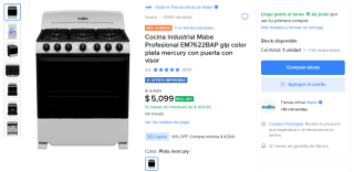 Estufa Mabe Profesional EM7622BAP por $3,074 | Mercado Libre (Santander)