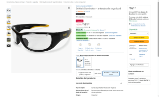 Anteojos de Seguridad DeWalt Dominator por $161 | Oferta Amazon