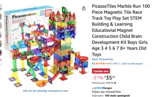 Magnetische bouwset PICASSO – 100 stuks knikkerbaan voor €35,26 bij Amazon