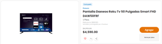 Smart TV Daewoo 50" FHD DAW50FRF por $3,217 | Chedraui (Aplazo)