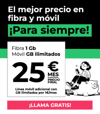 Adamo Oferta Flash Fibra 1 Gb + Móvil GB ilimitados por 25€