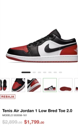 Tenis Air Jordan 1 Low Bred Toe 2.0 por $1,799 | Innvictus