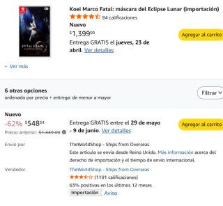 Fatal Frame: Mask of the Lunar Eclipse por $549 | Oferta Amazon
