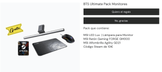MSI MAG 272QP QD-OLED X24 Monitor + ratón + alfombrilla + lampara por 349€ en MSI